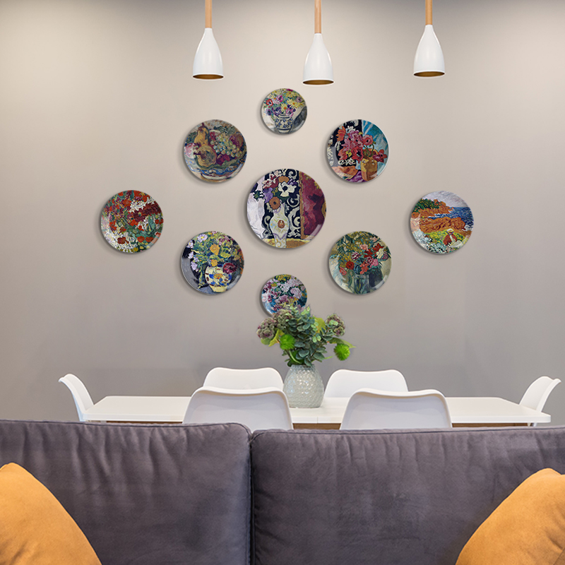 10英寸路易斯华塔特油画装饰盘子玄关背景墙壁挂盘美式乡村陶瓷盘