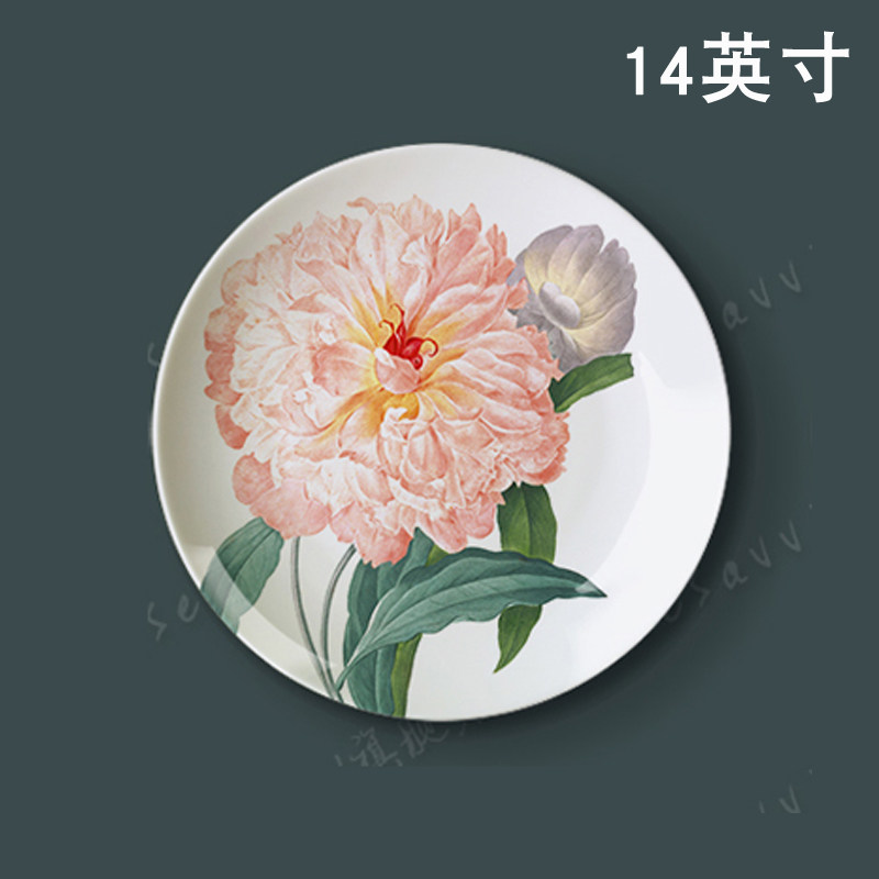 14 인치 REDUD 로즈 차트 거실 및 식당 벽 장식 그림 접시 배경 벽 통로 장식 펜던트