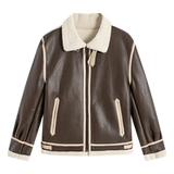 秋冬新款颗粒绒飞行服加厚皮毛一体男士短款机车服F518*P265控399，男装工装外套，电商D221(原钱塘6000)