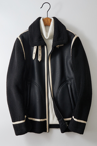 2025新款皮毛一体机车服外套韩版保暖拼接男士夹克F525*P265控399图片