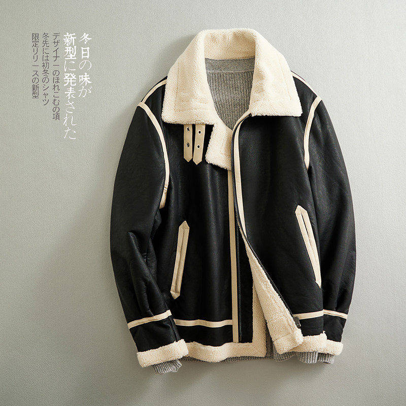 皮毛一体机车服外套韩版保暖韩版颗粒绒男士夹克F518*P265控399图片