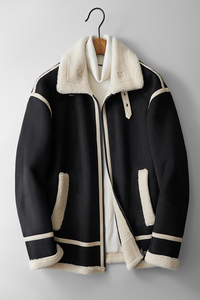 2025新款皮毛一体机车服外套仿麂皮绒撞色男士夹克F522*P245控399图片