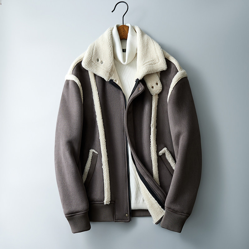 2025新款皮毛一体机车服外套休闲仿麂皮绒男士夹克F521*P245控399,男装夹克,电商D221(原钱塘6000)