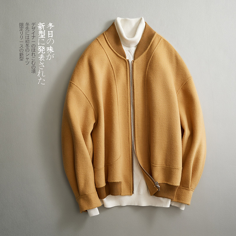 新款双面毛呢韩版夹克短款男士棒球领羊毛外套F1823*P335控558,男装夹克,电商D221(原钱塘6000)