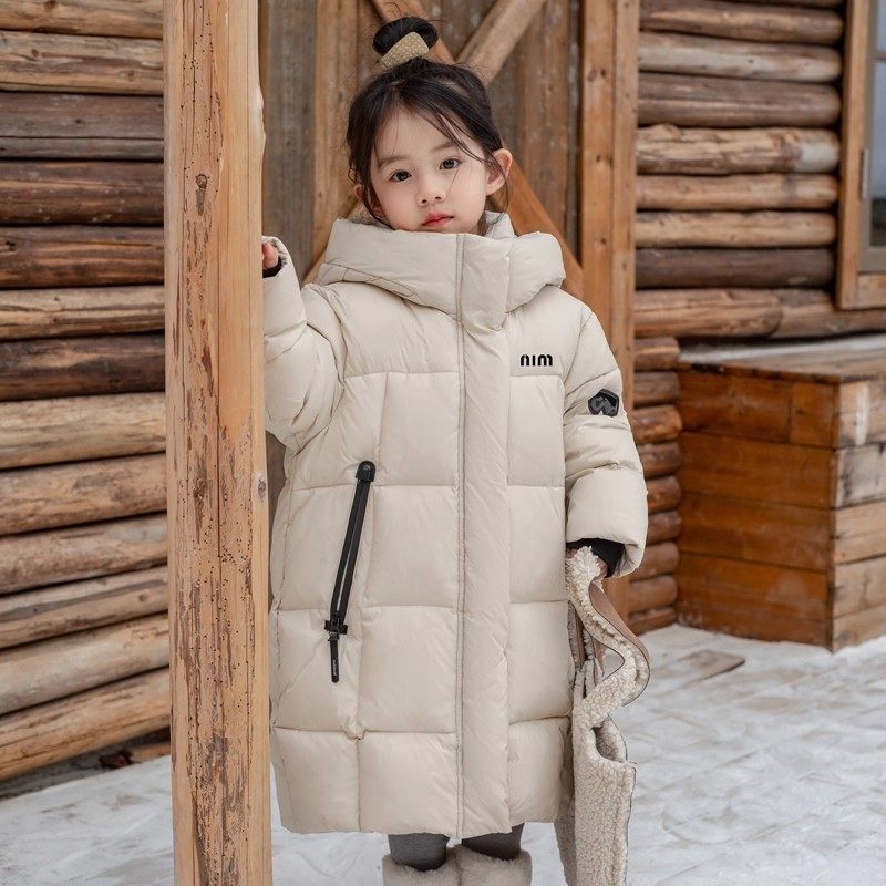 英国DHWA女童羽绒服中长款过膝女宝宝中小童极寒加厚保暖休闲外套