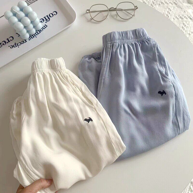 英国DHWA男童冰丝防蚊裤夏季儿童柔软宽松休闲长裤宝宝纯色灯笼裤