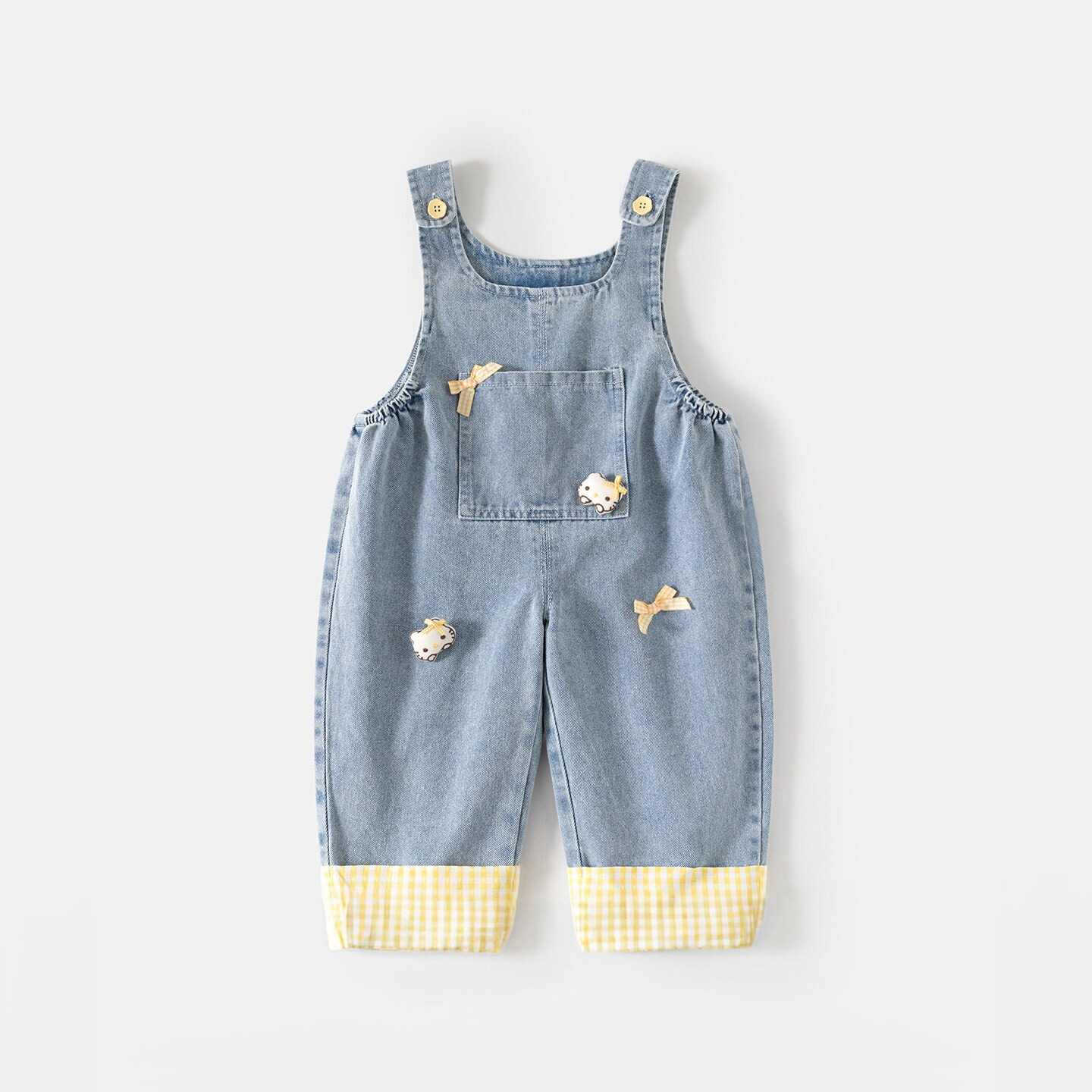 英国DHWA女童背带裤春装宝宝休闲裤春秋弯刀裤儿童牛仔裤春季裤子