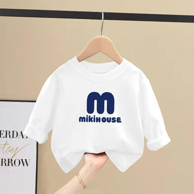 男童女童长袖T恤儿童白色上衣服图片