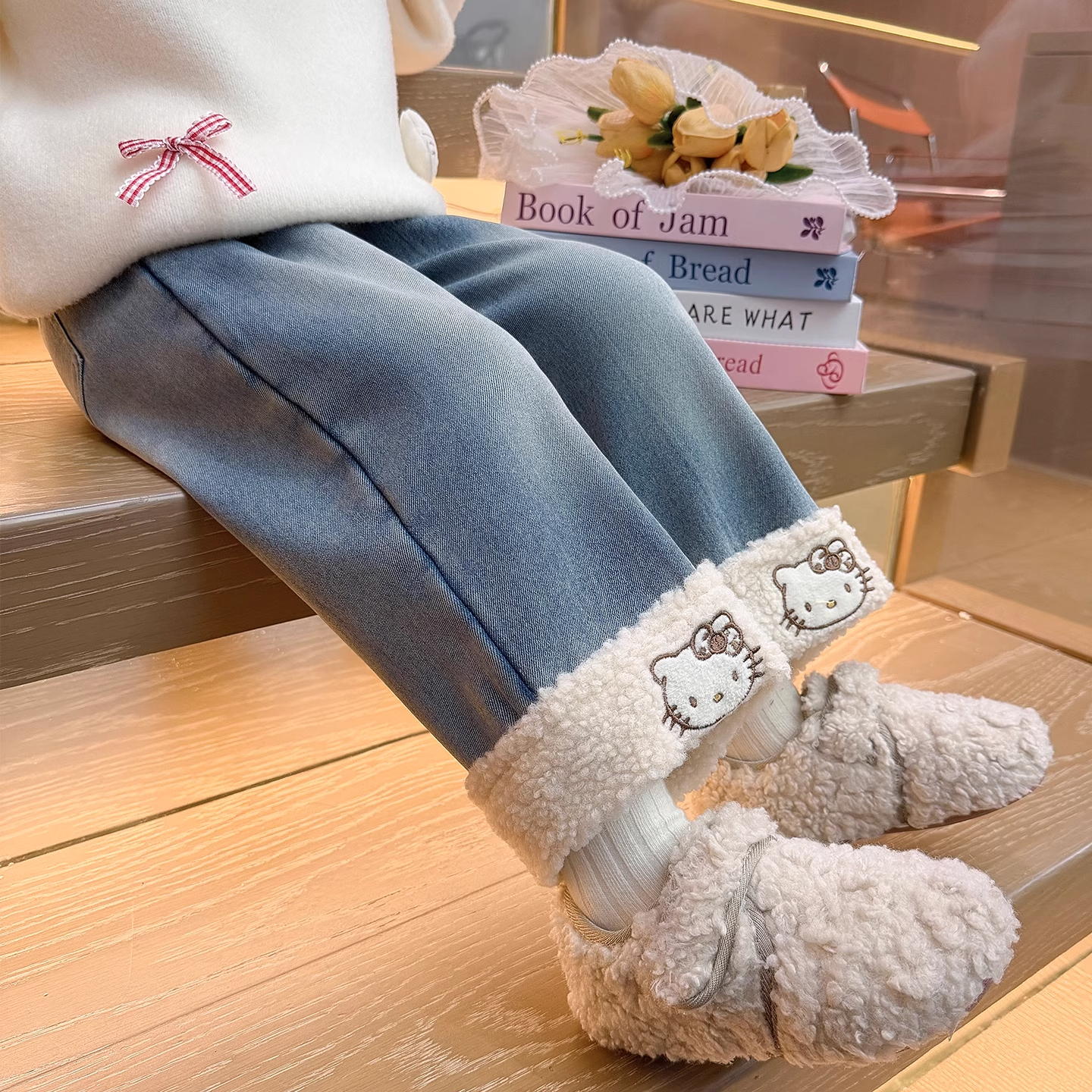 女童牛仔裤春秋款儿童宽松直筒裤