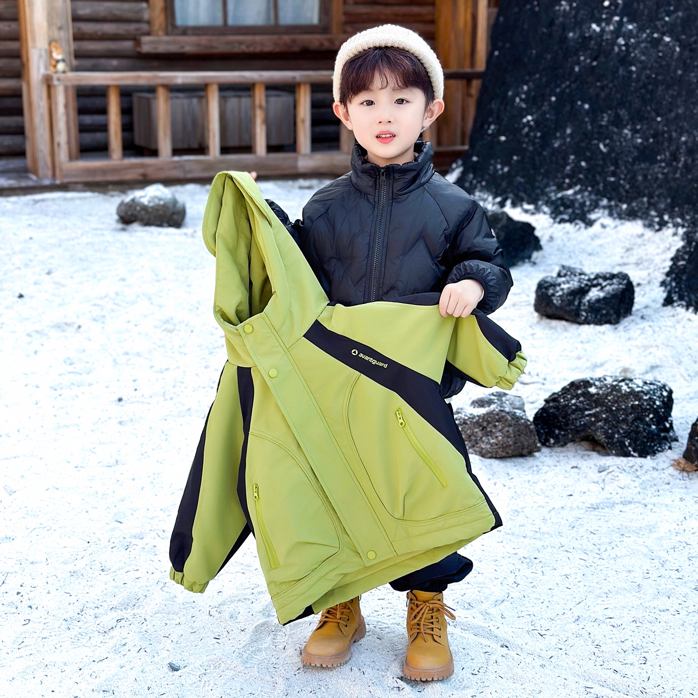 男童加绒外套儿童冲锋衣三合一