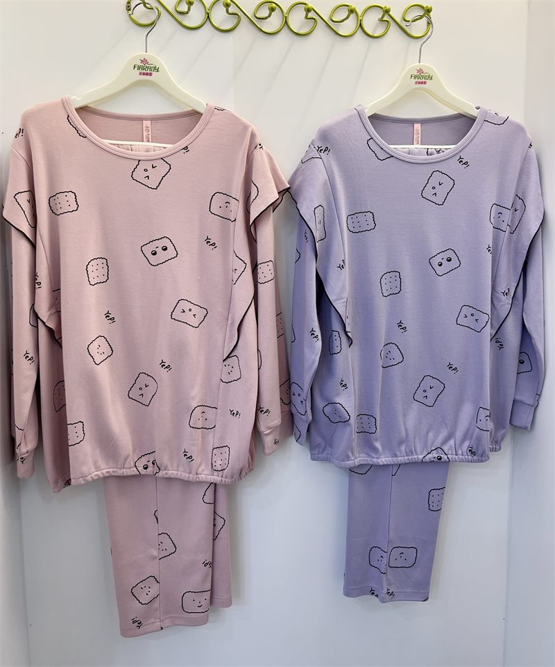 花丛丽影舒绒棉女睡衣2022秋季新款可爱甜美休闲纯棉家居服两件套