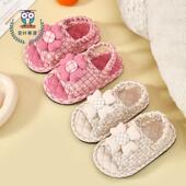 新儿童拖鞋 纯棉布艺底1 3岁男女宝宝家居学布地板拖静音家用防滑