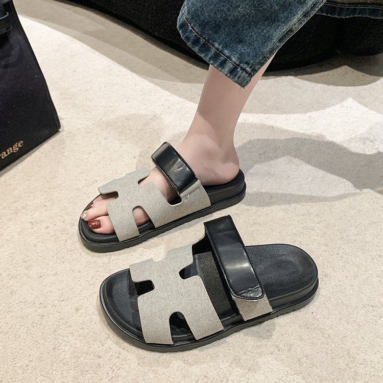 2025夏季大码36-45凉鞋拖平底休闲透气一字拖鞋43厚底防滑沙滩拖,女鞋,一字拖,淘宝优惠券,粉丝福利购,淘宝优惠卷