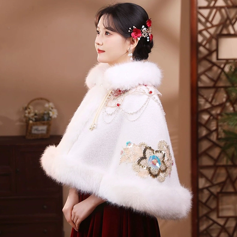 新中式新娘秀禾披风中国风立领订婚旗袍敬酒服披肩回门服外套斗篷