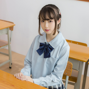 【梗豆物语】JK制服春秋长袖衬衫 侧开方领独家款 白色 空色 杏色