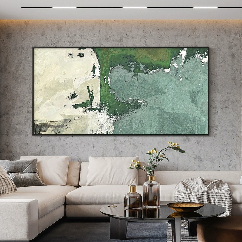 芬奇现代简约纯手绘油画轻奢抽象大芬村挂画极简艺术大横幅装饰画