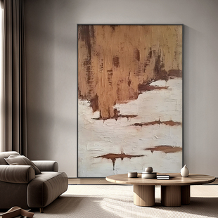 侘寂风大芬村抽象纯手绘油画黑灰白玄关装饰画高级沙发背景墙挂画