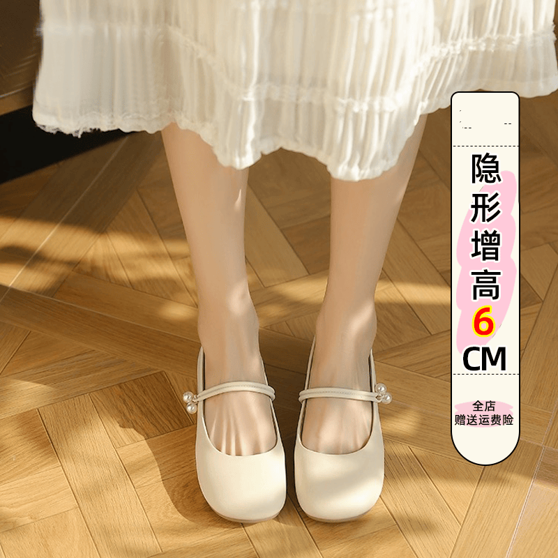 6cm内增高小个子玛丽珍鞋小码3233法式晚晚鞋软底圆头浅口单鞋女