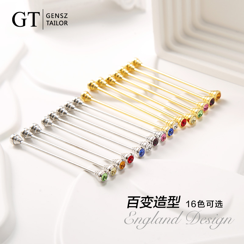 绅士必备复古锆石铜领针