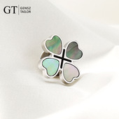 GT绅诚 创意胸花西服男女配饰礼盒装 天然黑蝶贝壳四叶草胸针 个性
