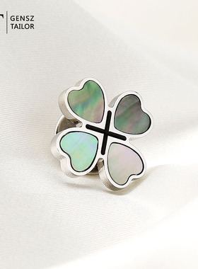 GT绅诚 天然黑蝶贝壳四叶草胸针 个性创意胸花西服男女配饰礼盒装