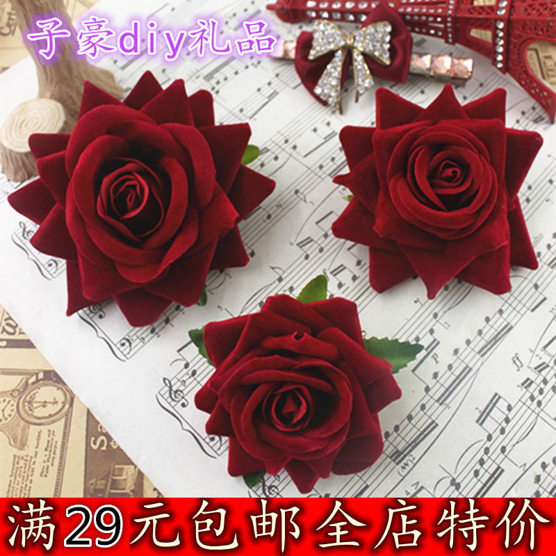 DIY仿真工艺绒布玫瑰花头花朵胸花帽子装饰花 拍摄道具 拱门花饰 家居饰品 仿真花/假花 原图主图