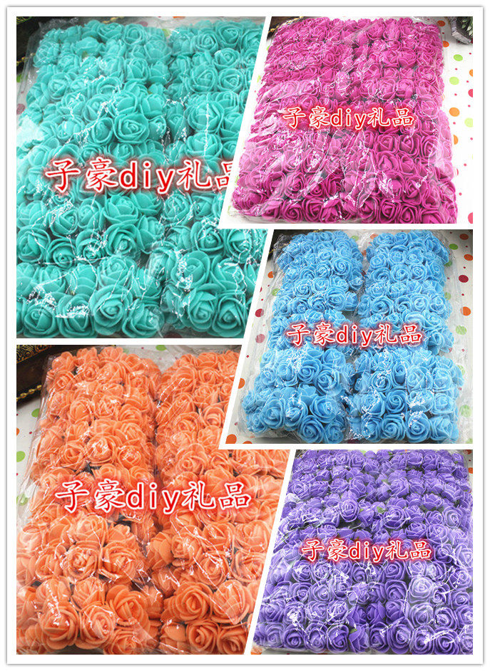 DIY手工花环材料 仿真迷你玫瑰泡沫花 假花喜糖盒装饰花 144朵/包