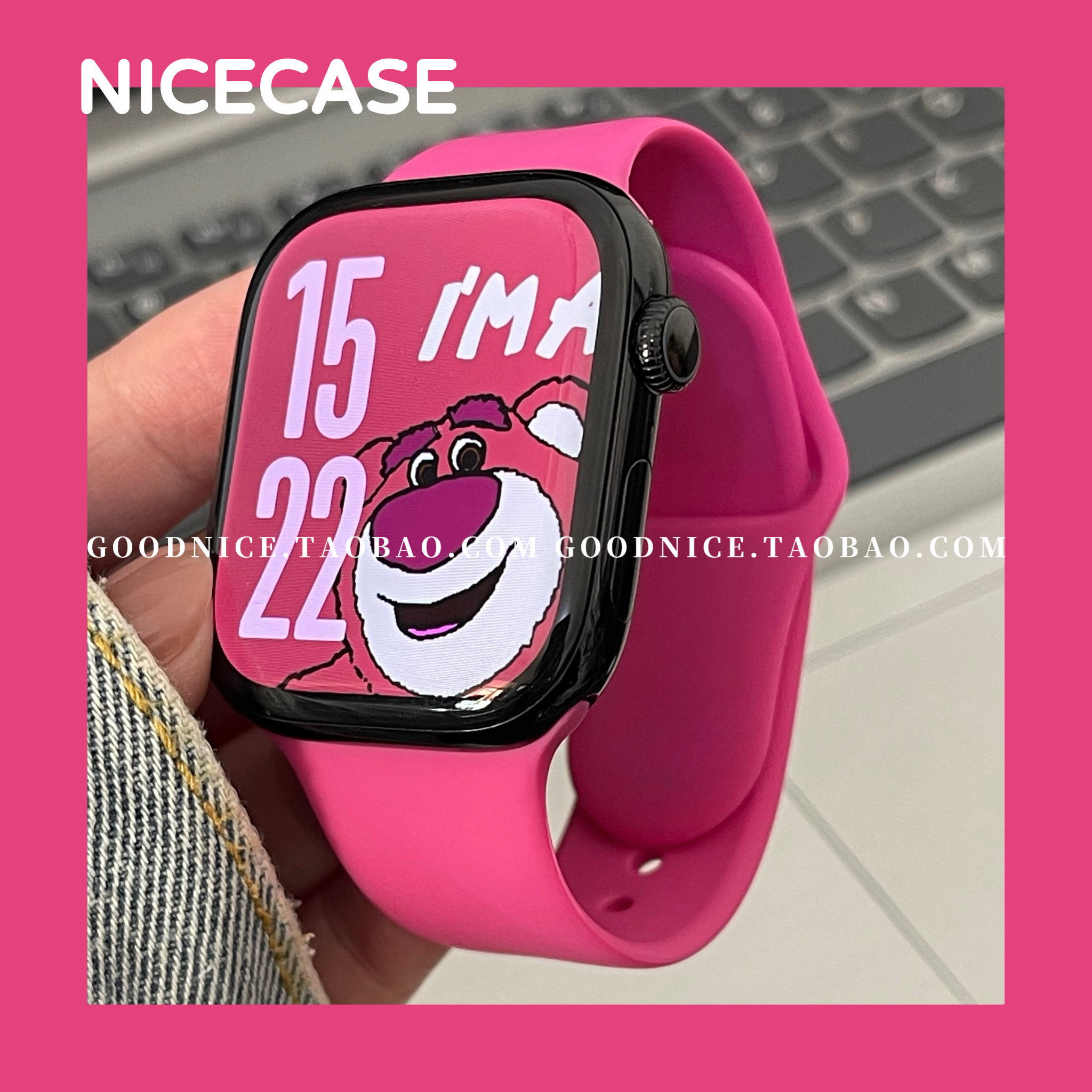 ins火龙果色运动硅胶表带适用苹果iwatchs10代applewatchs987网红