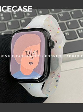 2025春夏新款果冻白彩点硅胶表带适用苹果S10代iwatchS98SE小巧潮