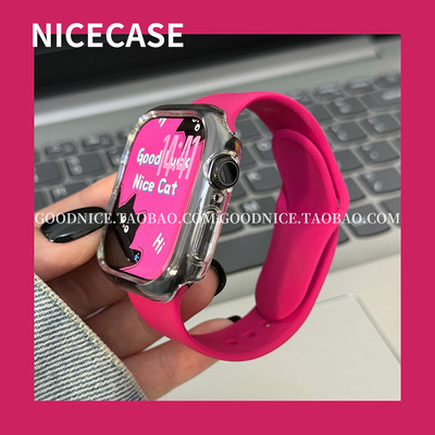 NICECASE高级感石榴红表带壳适用s11苹果iwatchs10时髦se气质百搭