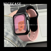 《2条装》粉黑双色硅胶表带适用苹果手表iwatch8765代SE百搭ultra