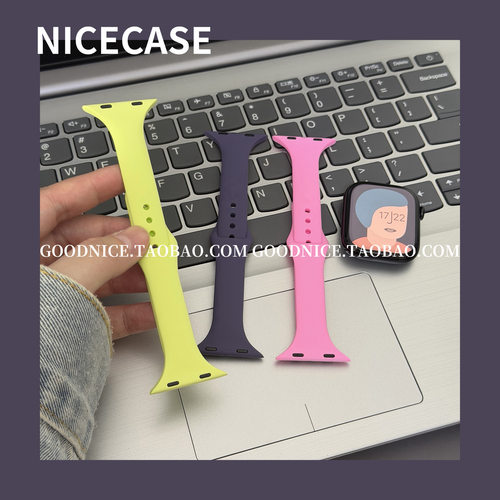 新色霓虹黄雾紫牡丹小蛮腰硅胶表带适用苹果iwatchs11代s10s9se3