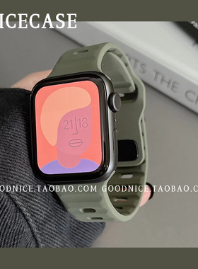 NICECASE潮牌新款高级感军绿硅胶表带适用s10苹果手表iwatchs98se