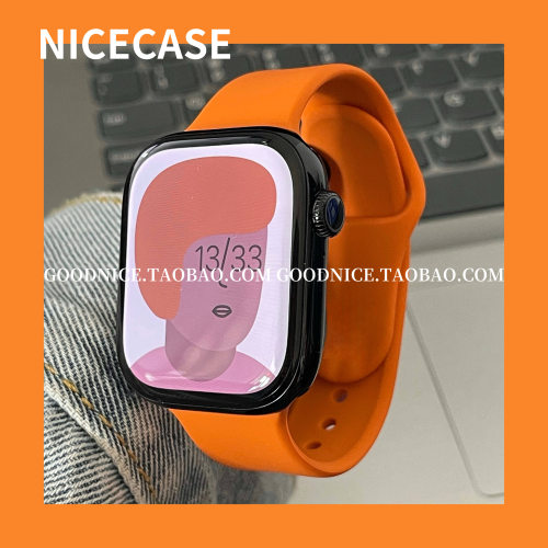 NICECASE适用2025新款活力橙硅胶表带适用苹果iwatchs10代s987se