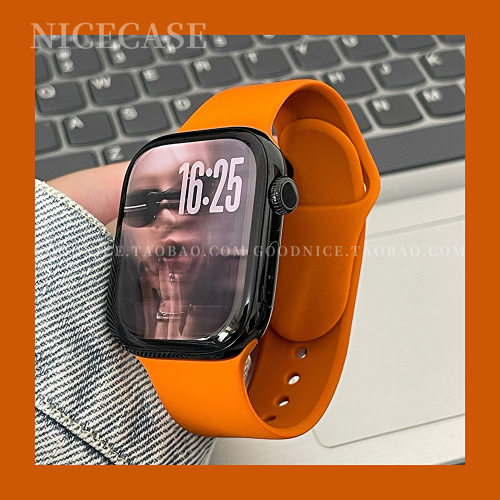 ins韩风气质复古落日橘表带适用s11苹果iwatchs10代se简约s98高级