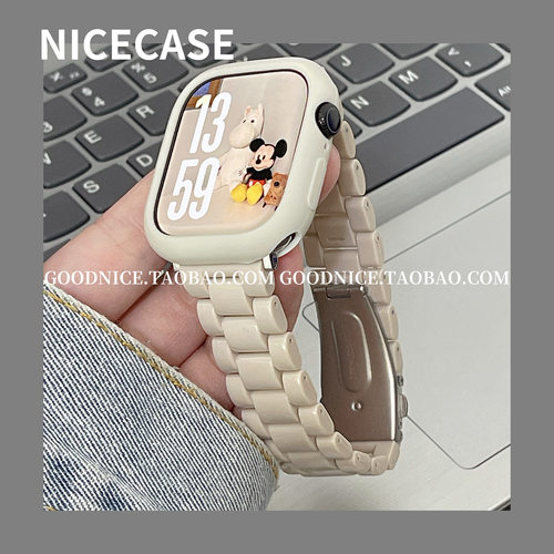 NICECASE高级感星光色三株链条表带软壳适用s10苹果iwatchs98se新