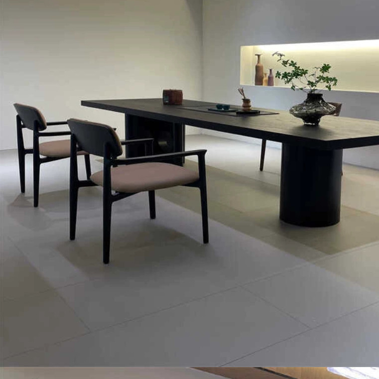 新品新中式茶桌现代黑胡桃办公室家用实木大板桌定制