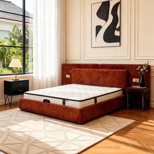 新品意式轻奢皮艺双人床别墅宽屏床设计师别墅主卧婚床工厂定制