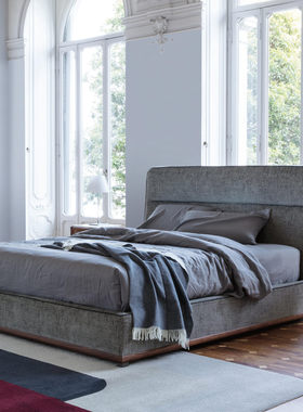 意式极简Porada现代简约1.8布艺床酒店民宿高端床样板房家具定制