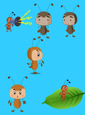 AN/Flash蚂蚁搬家可拆分动画源文件场景动态动物素材元件含gif