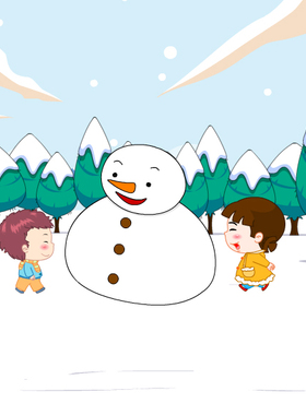 AN/FLASH冬天雪花雪人儿童堆雪人场景成品FLA33秒成品动画源文件