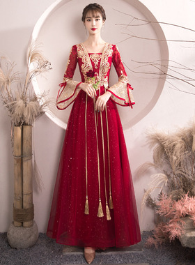 2025新款中式结婚服敬酒服小个子孕妇遮肚子红色晚礼服秀禾服订婚