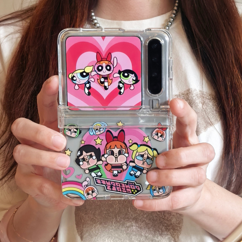 适用华为PuraX手机壳Pocket2韩系ins可爱卡通哭泣小女警OPPOFindN3Flip折叠屏三星ZFlip7654小米MIXFlip2外壳
