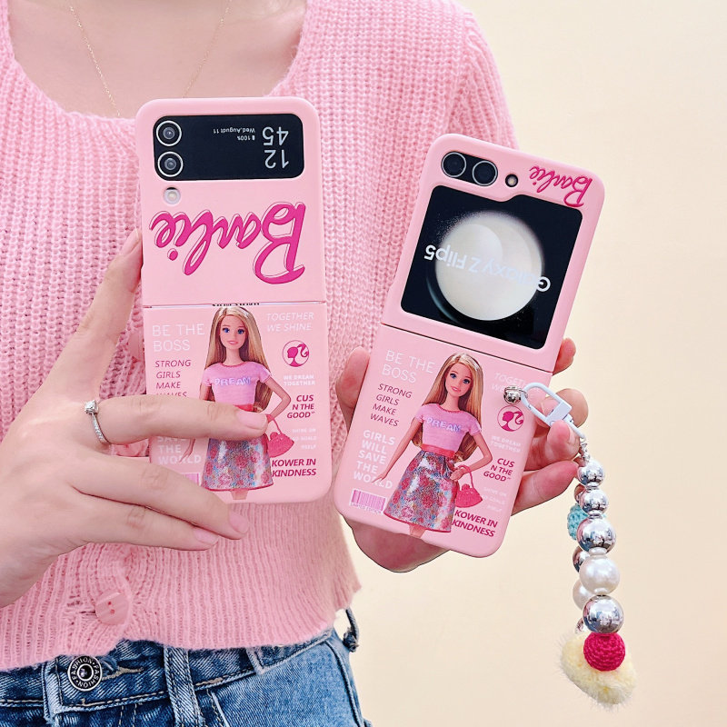 ins日韩卡通芭比娃娃适用于Galaxy三星Zflip5手机壳新