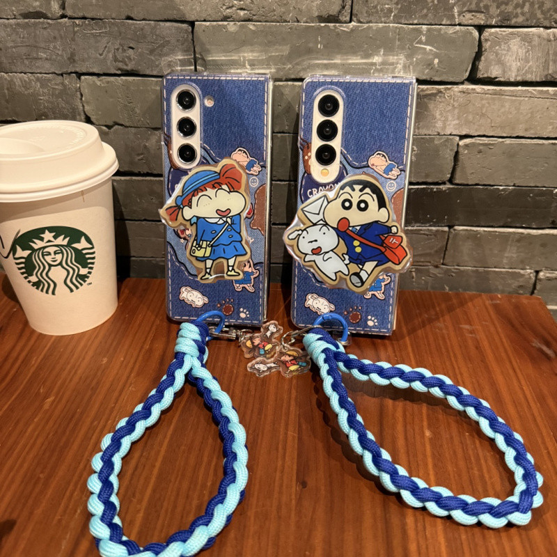 ins韩风卡通蜡笔小新妮妮适用三星zfold7手机壳折叠屏fold5手绳FOLD6磁吸支架W24防摔ZFold4个性W23保护套w22