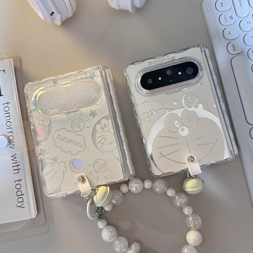 ins韩系ins卡通可爱机器猫适用华为puraxmax手机壳新款折叠屏保护套puraX2手链全包中轴x max防摔外壳男女款
