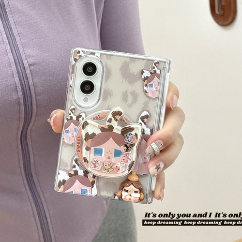 韩系ins卡通豹纹哭娃适用三星GalaxyZFold 8手机壳fold8新款全包中轴防摔保护套FOld8磁吸支架摇摇乐保护壳女