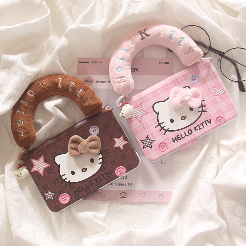 ins韩系可爱卡通蝴蝶结KT猫适用华为purax手机壳新款不折叠书本壳puraX典藏版全包皮质手机套毛绒手提链外壳