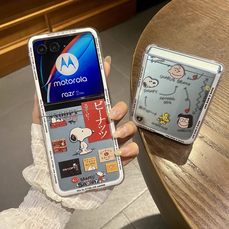 ins韩风卡通可爱线条史努比查理适用摩托罗拉motorazr60ulta手机壳Razr50防摔Razr6pro全包razr40ulta保护套