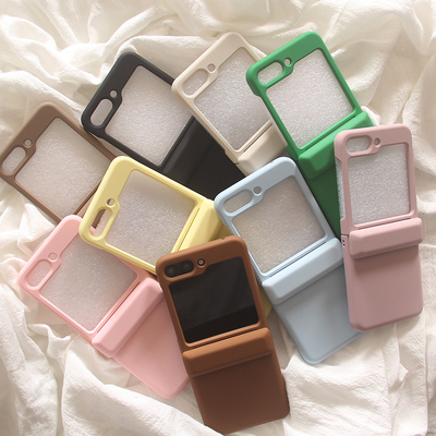 ins韩国纯色插卡适用三星Zflip7手机壳创意个性新款zflip6折叠屏zflip3防摔w23flip肤感磨砂zflip5/4/3保护套